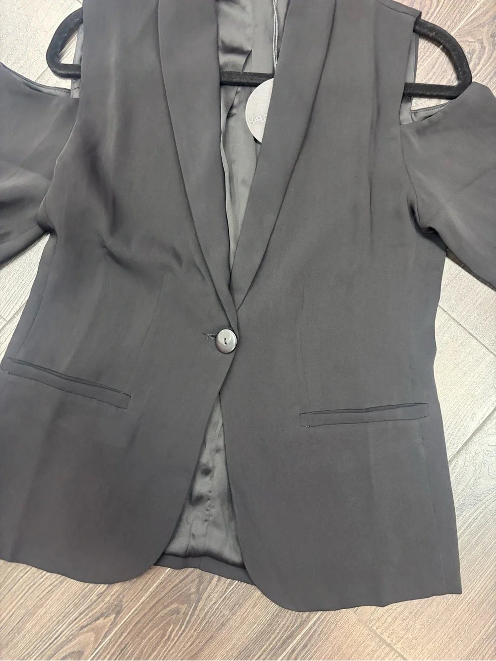 Cold-Shoulder Black Blazer Jacket